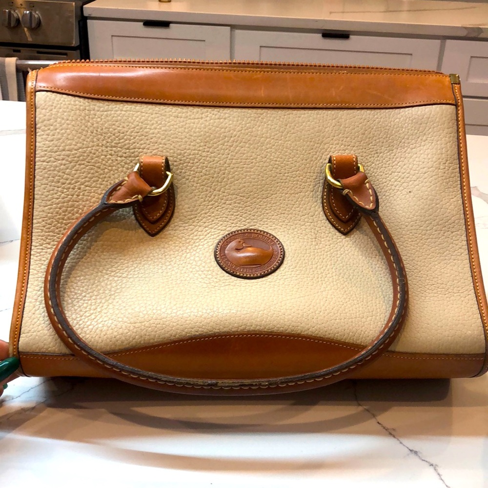 Vintage Dooney and Bourke cream and cognac satchel